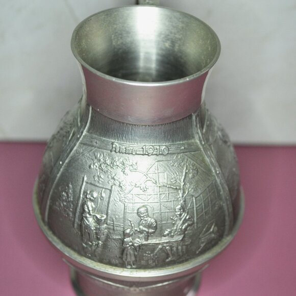 German Pewter Pitcher Depicts German Folklore Decorative Home Decor European - Picture 5 of 9